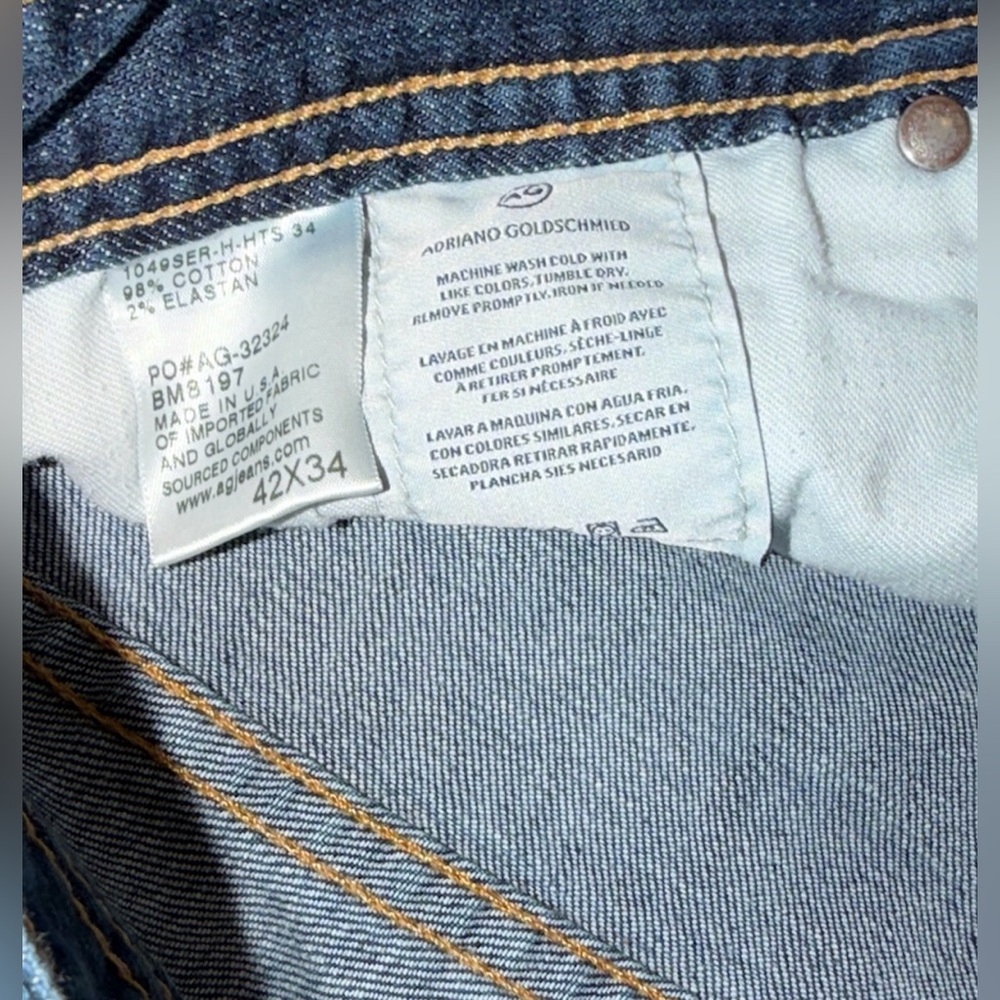 AG Adriano Goldschmied Jeans 42x34 The Protege Straight Leg Blue Stretch 43x34 - Picture 7 of 11